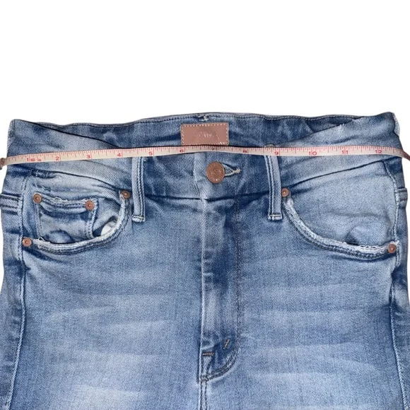 MOTHER High Waisted Looker Ankle Fray Au Revoir Light Wash Skinny Jeans Size 25